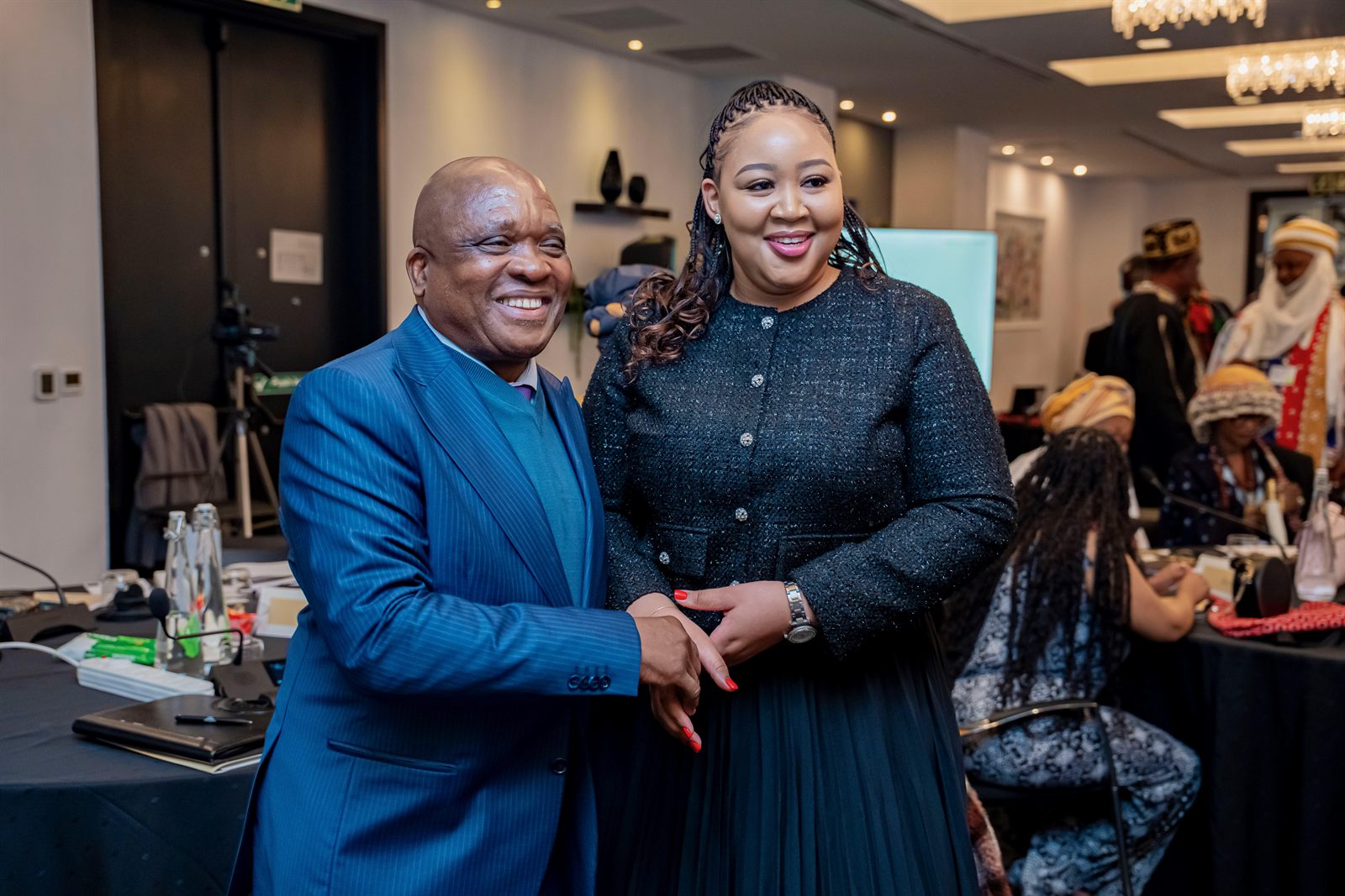 Deputy Minister of Health Joe Phaahla with HRH Sekhothali Seeiso at a summit