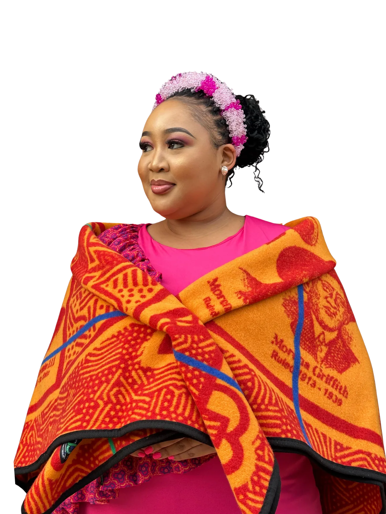 HRH Sekhothali Seeiso wearing orange traditional attire
